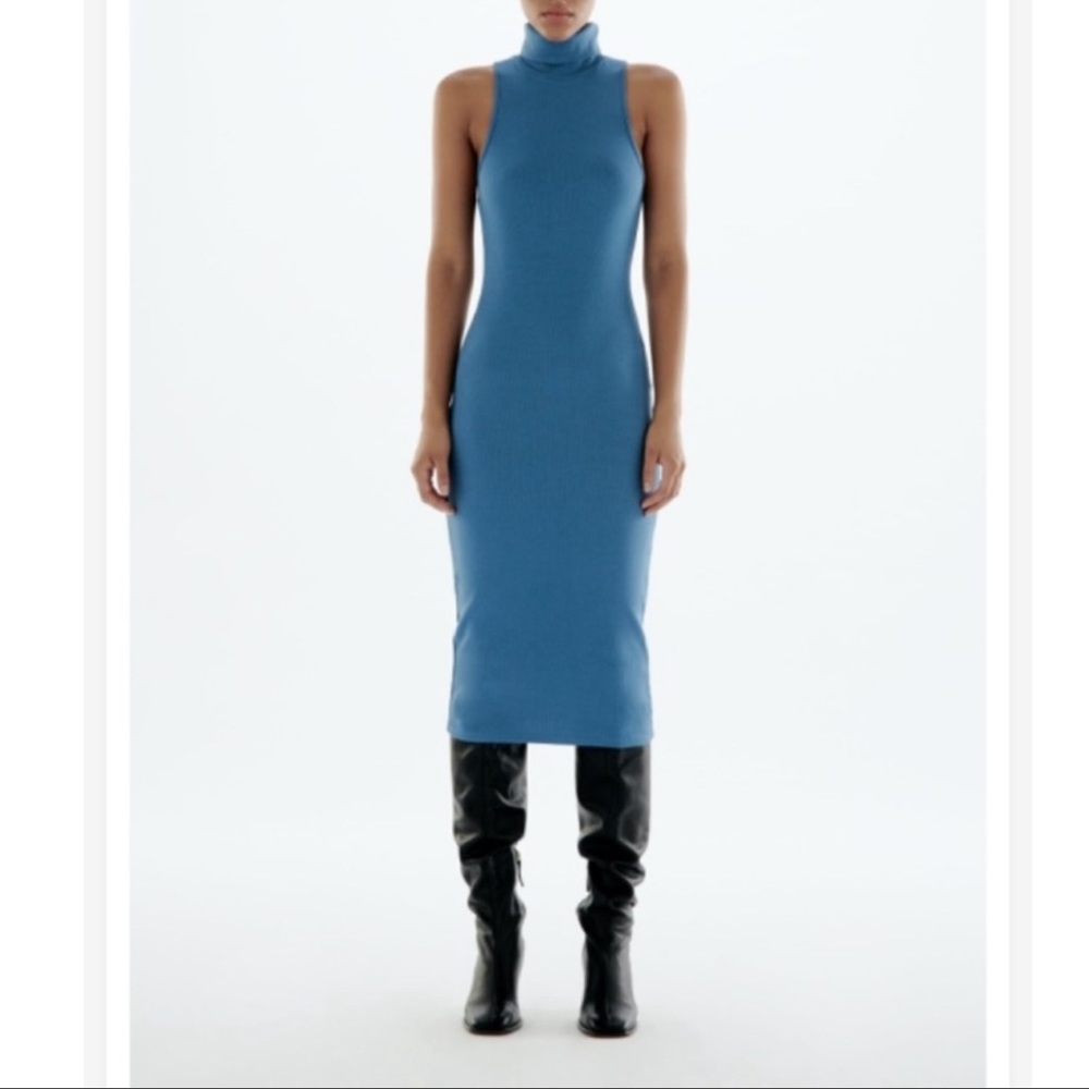 ZARA HIGH COLLAR RIB DRESS